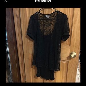 Black Lace Chemise with Floral Pattern